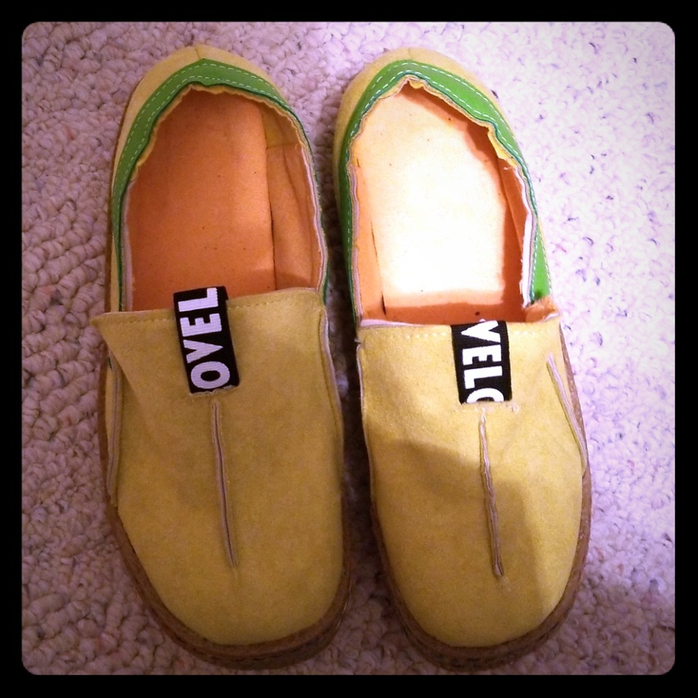 Yellow slip on shoes NEVER WORN